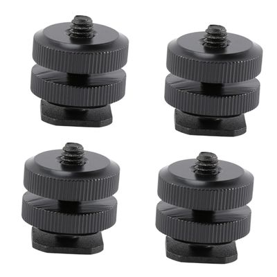 POPETPOP 4PCS Hot Shoe Mount Adapter for Tripod Dual Layer Design Compatible Camera Accessories for Photography and Videography Aluminum Alloy Construction