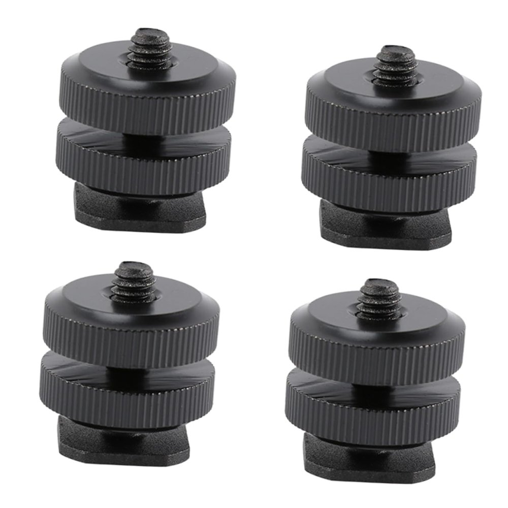 POPETPOP 4PCS Hot Shoe Mount Adapter for Tripod Dual Layer Design Compatible Camera Accessories for Photography and Videography Aluminum Alloy Construction