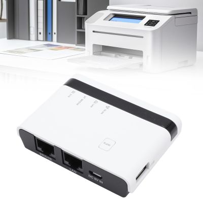 VBESTLIFE 4 Port USB Print Server with Gigabit Ethernet & Wireless 2.4GHz, Multi Mode LAN Bridge for Wins, OS X, Plug & Play Sharing up to 4 Printers Scanners (US)