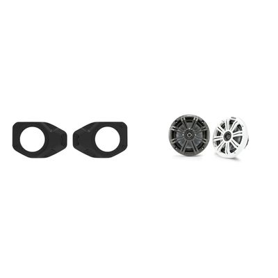 Kicker 45KM654 6.5" Marine Speakers and Overhead 6.5in adapters Compatible with Jeep JL & JT 2018-2023