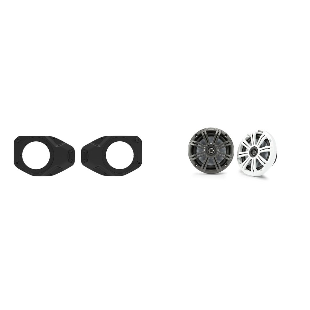 Kicker 45KM654 6.5" Marine Speakers and Overhead 6.5in adapters Compatible with Jeep JL & JT 2018-2023