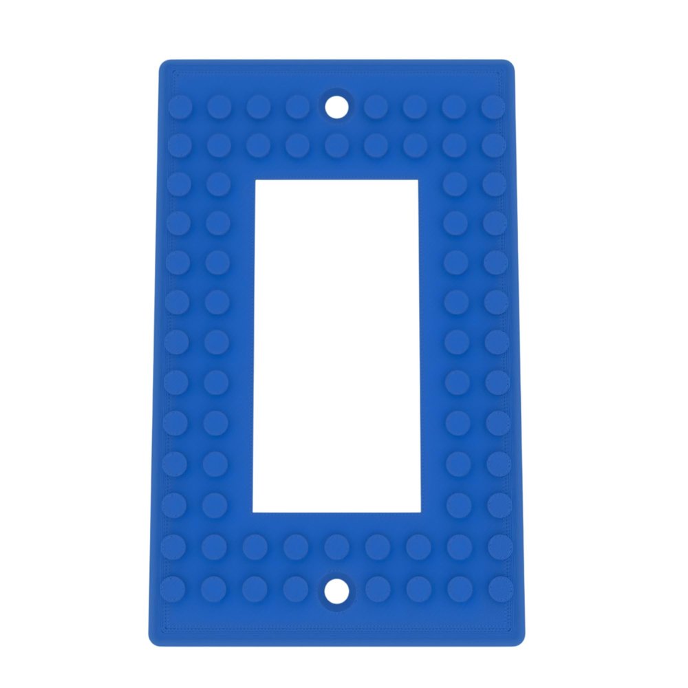 Building Brick Light Switch Cover Plate - Compatible with Standard Construction Blocks - Single Decora (Cobalt Blue)