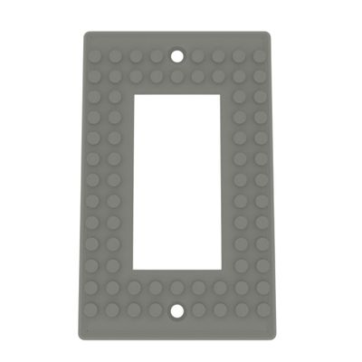Building Brick Light Switch Cover Plate - Compatible with Standard Construction Blocks - Single Decora (Gray)