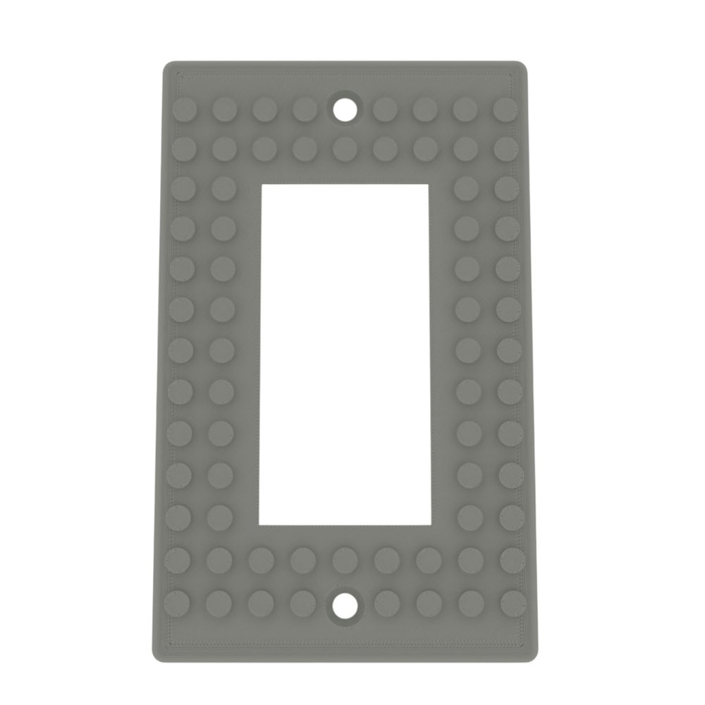 Building Brick Light Switch Cover Plate - Compatible with Standard Construction Blocks - Single Decora (Gray)