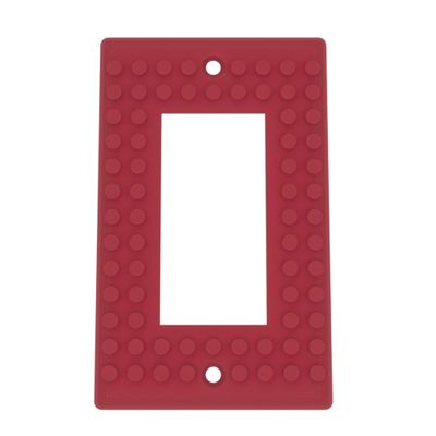 Building Brick Light Switch Cover Plate - Compatible with Standard Construction Blocks - Single Decora (Maroon Red)