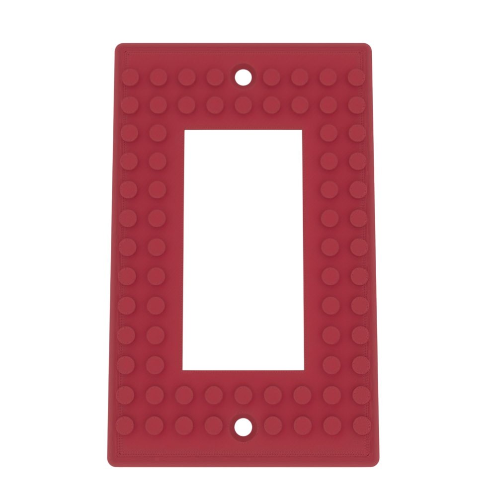 Building Brick Light Switch Cover Plate - Compatible with Standard Construction Blocks - Single Decora (Maroon Red)