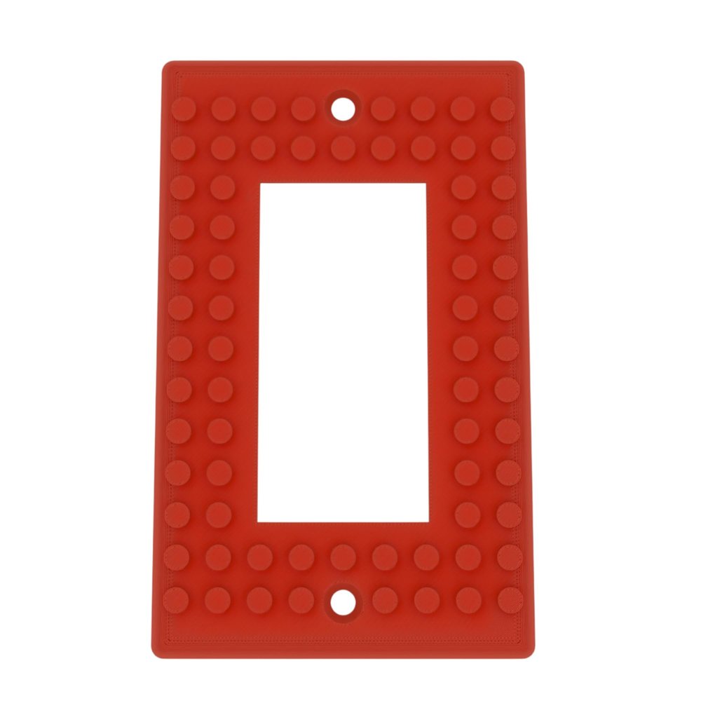 Building Brick Light Switch Cover Plate - Compatible with Standard Construction Blocks - Single Decora (Red)