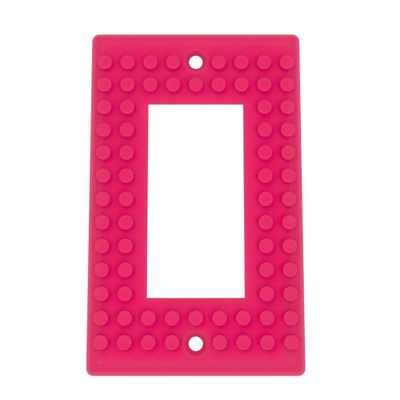 Building Brick Light Switch Cover Plate - Compatible with Standard Construction Blocks - Single Decora (Hot Pink)