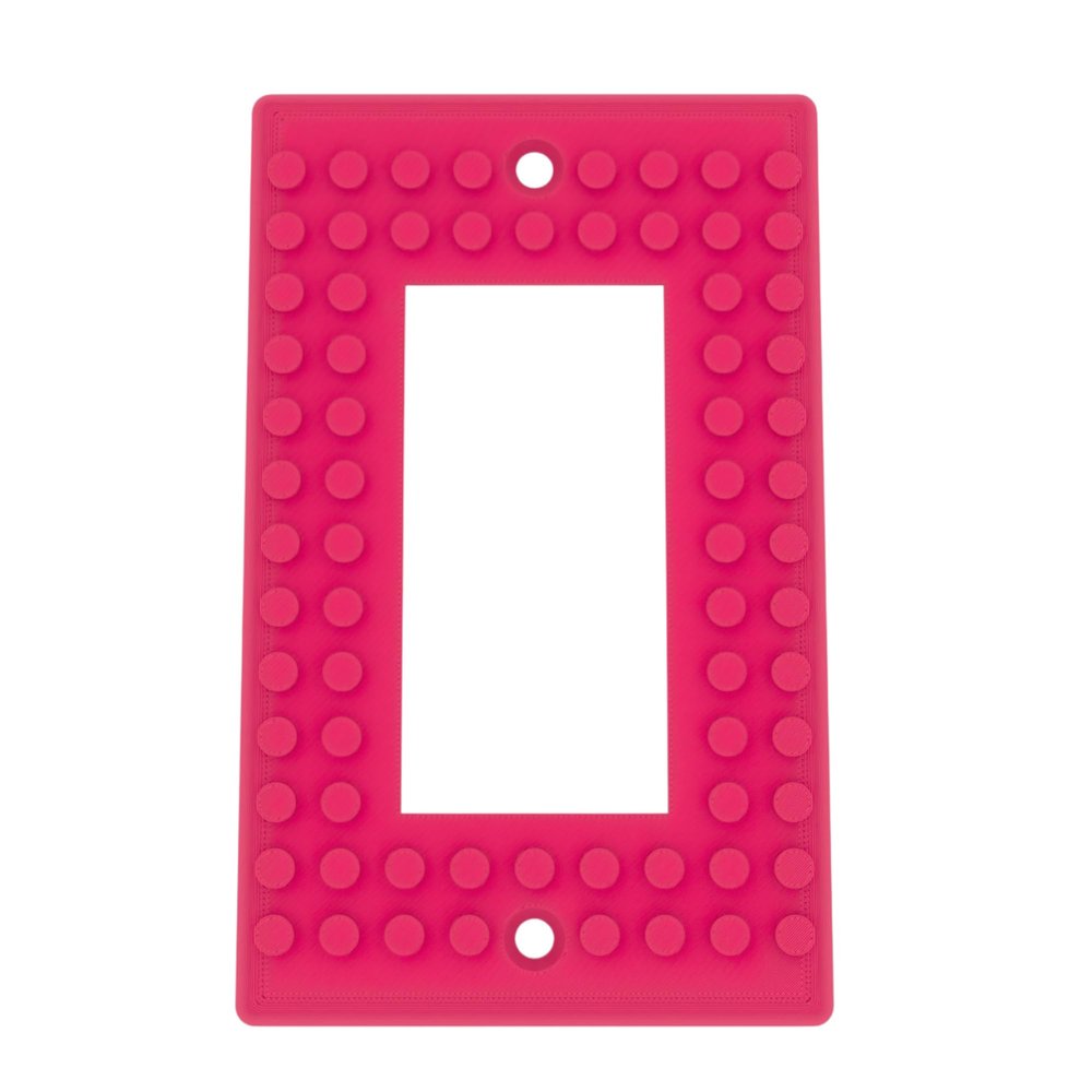 Building Brick Light Switch Cover Plate - Compatible with Standard Construction Blocks - Single Decora (Hot Pink)