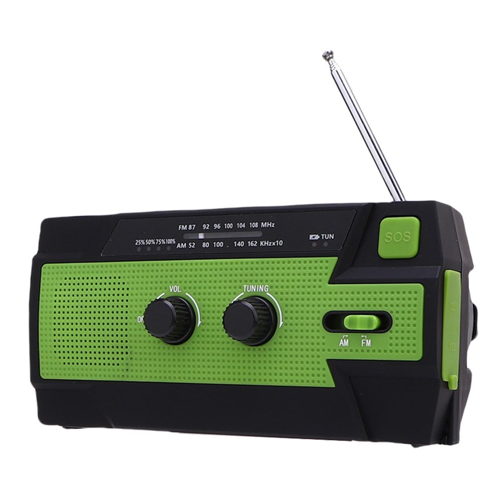 Solar Emergency Radio, Portable Solar Hand Crank Emergency Radio with LED Flashlight, Motion Sensor Reading Lamp for Outdoor Use and Power Bank