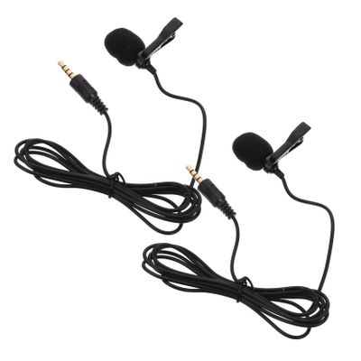 CORHAD 2Pcs Clip-On Microphone for Live Streaming Phone and PC Recording Black Denoise Mini Mic 4-Pole Connector
