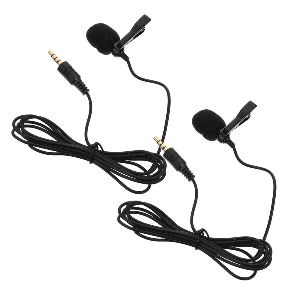 CORHAD 2Pcs Clip-On Microphone for Live Streaming Phone and PC Recording Black Denoise Mini Mic 4-Pole Connector