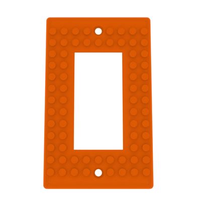 Building Brick Light Switch Cover Plate - Compatible with Standard Construction Blocks - Single Decora (Orange)