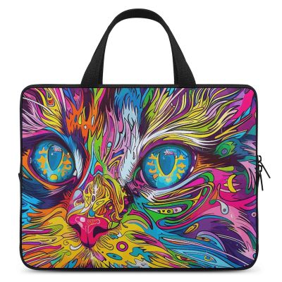 A Psychedelic Cat Laptop Sleeve Case Laptop Sleeve Bag with Handle Ultra-Thin Computer Bag Cover 10inch