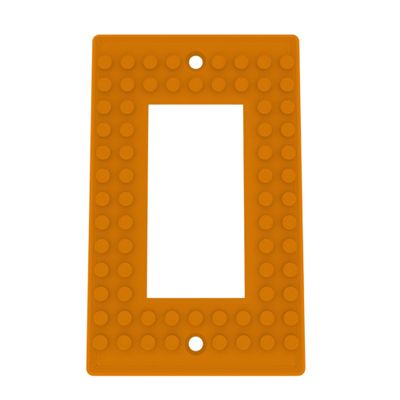 Building Brick Light Switch Cover Plate - Compatible with Standard Construction Blocks - Single Decora (Pumpkin Orange)