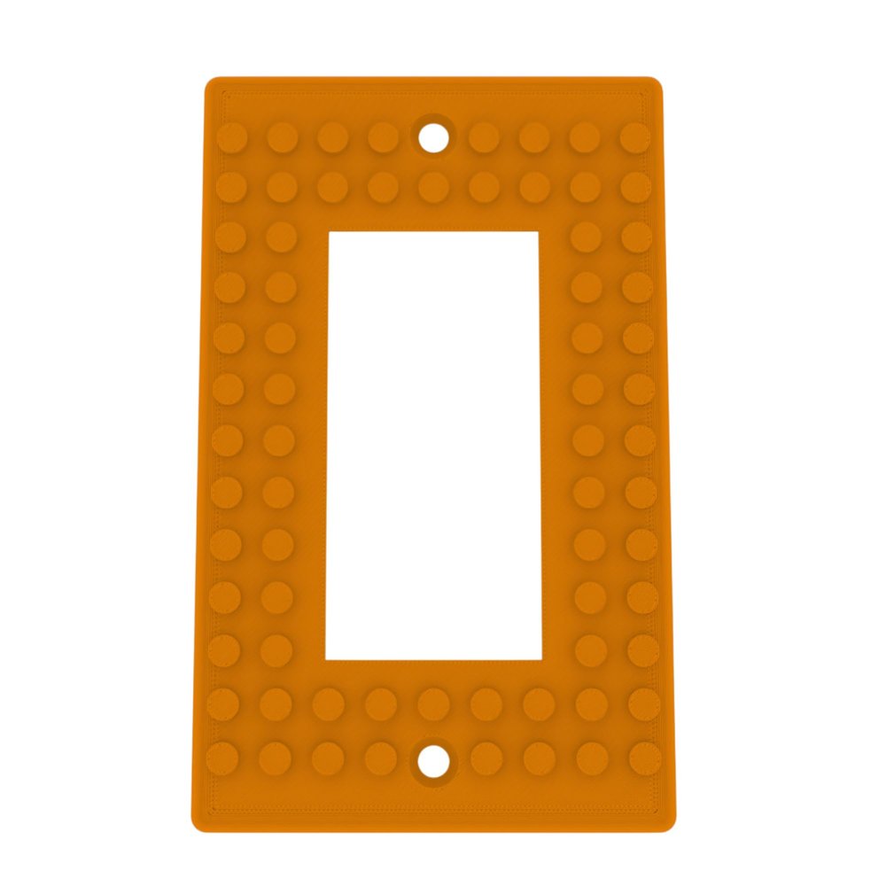 Building Brick Light Switch Cover Plate - Compatible with Standard Construction Blocks - Single Decora (Pumpkin Orange)