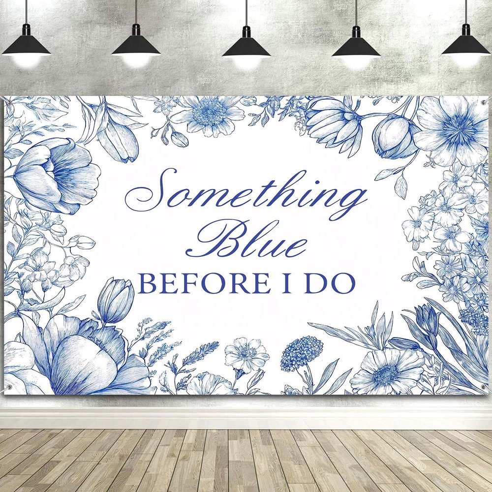10X10ft Something Blue Before I Do Bridal Shower Decorations Photo Backdrop Photography Background for Pictures, Floral Bachelorette Backdrops Photo Booth Prop Banner Balloons Wall Decor Tablecloth