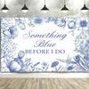10X10ft Something Blue Before I Do Bridal Shower Decorations Photo Backdrop Photography Background for Pictures, Floral Bachelorette Backdrops Photo Booth Prop Banner Balloons Wall Decor Tablecloth view 1