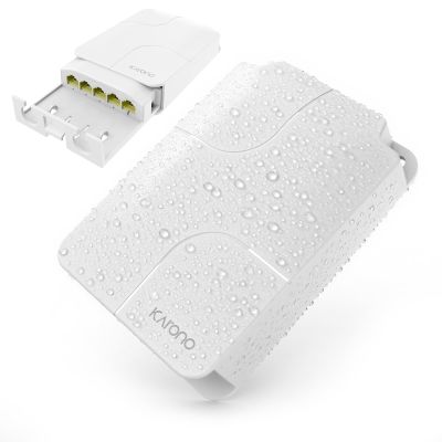Karono Gigabit PoE Outdoor Waterproof Extender 5 Port, 1 PoE in & 4 PoE Out 90W Ethernet Passthrough Switch, IEEE 802.3af/at/bt Compatible, Plug and Play, Wall Mount