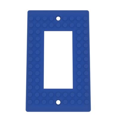 Building Brick Light Switch Cover Plate - Compatible with Standard Construction Blocks - Single Decora (Blue)