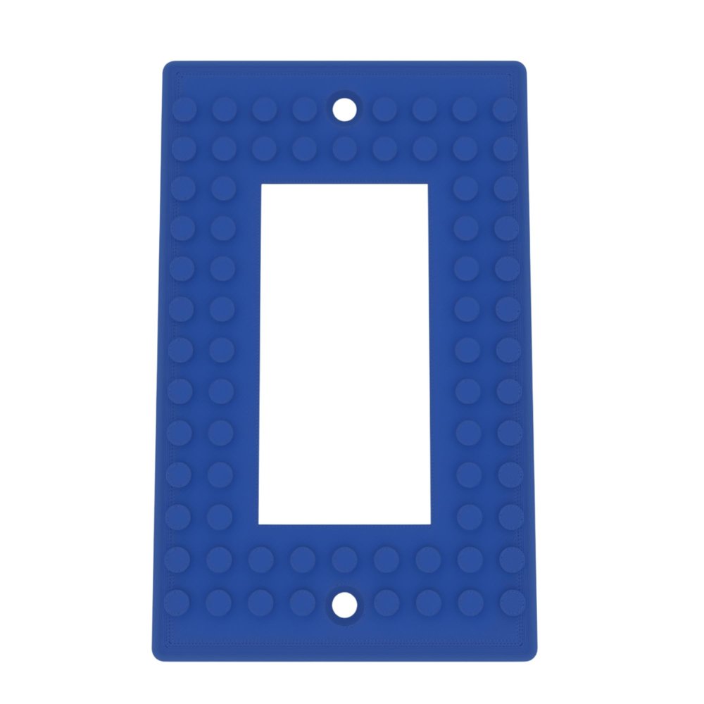 Building Brick Light Switch Cover Plate - Compatible with Standard Construction Blocks - Single Decora (Blue)