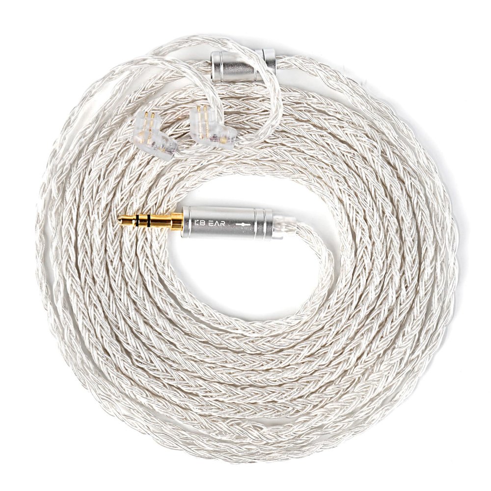 2M IEM Cable in Ear Monitor Cable KBEAR ST24 Plus with 3.5mm Silver-Plated Plug for KZ ZS10PRO/Castor/EDX PRO/ZSN PRO X/ZAR/AS24/ES4/ZAS/AS16,CCA CRA/C10/C12 (3.5MM, Silver, QDC)
