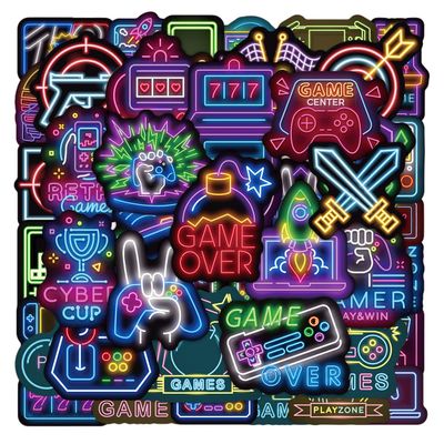 100pcs Neon Video Game Waterproof Vinyl Stickers - Gamer Decor & Party Favors Gifts for Laptop, Water Bottle, Skateboard