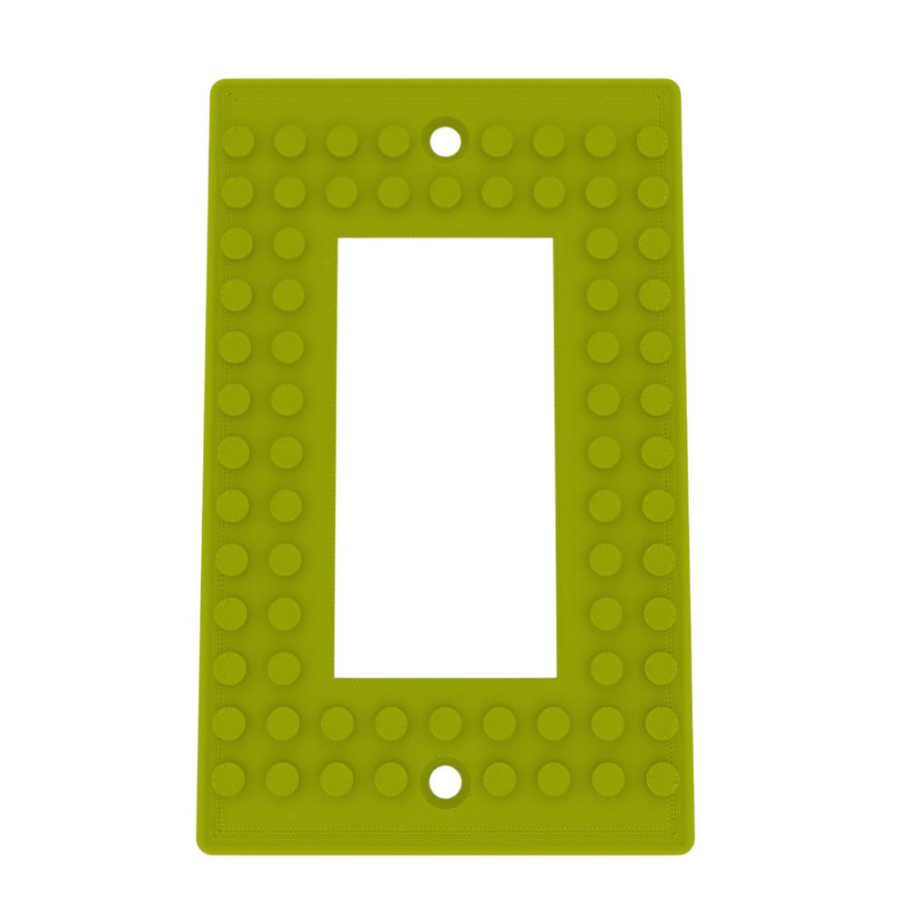 Building Brick Light Switch Cover Plate - Compatible with Standard Construction Blocks - Single Decora (Bright Green)