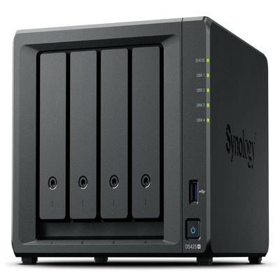 Synology DiskStation DS425+ NAS 4-Bay 3.5" Diskless, Intel Celeron J4125 1 x 1GbE + 1 x 2.5GbE, 2GB RAM, 2 x USB3.2
