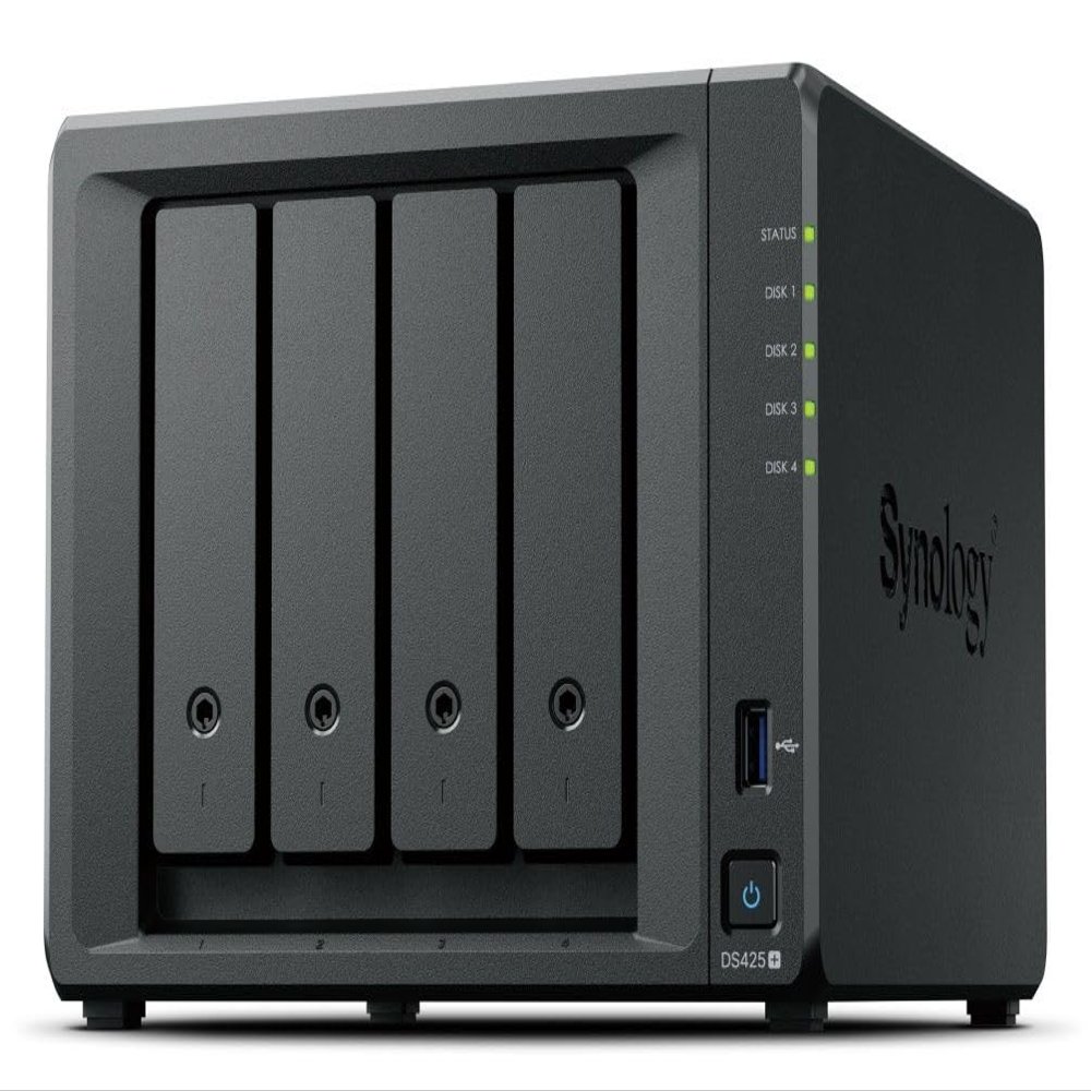 Synology DiskStation DS425+ NAS 4-Bay 3.5" Diskless, Intel Celeron J4125 1 x 1GbE + 1 x 2.5GbE, 2GB RAM, 2 x USB3.2