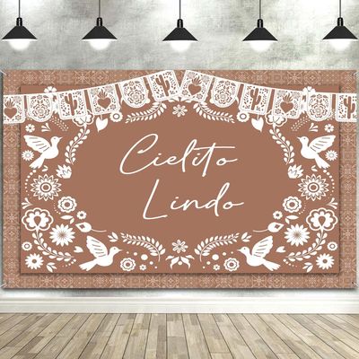 10X10ft Cielito Lindo Party Decorations Photo Backdrop Photography Background, Mexican Baby Shower Talavera Backdrops Photo Booth Prop Banner Balloons Wall Decor Tablecloth