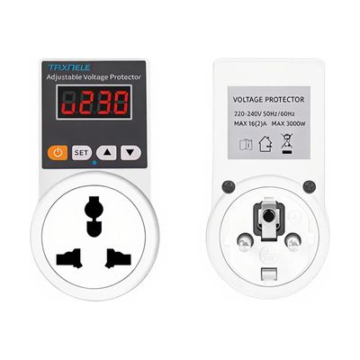 Adjustable Power Surge Protector AC 220V 16A Automatic Voltage Protector Socket Universal/US/EU/UK Plug Voltage Safe Protector (Universal with Display)