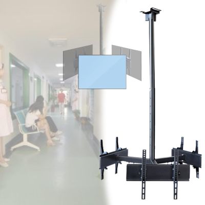 32-75 inch TV Ceiling Mount with Up/Down Angle Adjustment 15 for Flat Monitors on Straight Ceilings, 3 Screen/4 Screen TV Ceiling Bracket, Max VESA 400x400mm,3screen