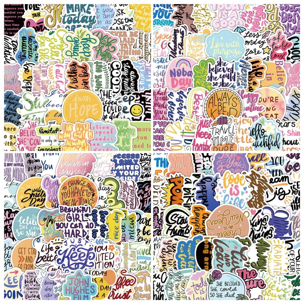 200PCS English Inspirational Words Stickers for Students Teachers Teens Adults,Motivational Waterproof Decals for Water Bottle Scrapbook Phone Laptop Journal Guitar Computer Skateboard Luggage