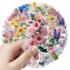 50PCS Transparent Floral Stickers for Water Bottle Scrapbook Journal Laptop Phone Bicycle Guitar Computer Refrigerator Skateboard Luggage,Romantic Flower Waterproof Sticker for Adults Girls Kids view 3