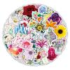 50PCS Flower Stickers for Water Bottles Phone Skateboard Scrapbook Laptop Journal Helmet Computer Refrigerator Luggage Notebook,Floral Aesthetic Waterproof Decal for Teens Girls Kids Adult view 1