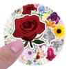 50PCS Flower Stickers for Water Bottles Phone Skateboard Scrapbook Laptop Journal Helmet Computer Refrigerator Luggage Notebook,Floral Aesthetic Waterproof Decal for Teens Girls Kids Adult view 2