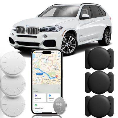 ZFSJTAG Car GPS Tracking Device for Vehicles, 3PCS Real Time Car GPS Tracker for Car Work with Find My (iOS Only),Hidden Mini GPS Tracker,No Monthly Fee (White Tracker, Black Magnetic Case)