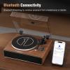 1 by ONE Vinyl Record Player with Bluetooth Input, All-in-One Turntable with Built-in Speakers, Phono Preamp, AT-3600L Cartridge, Belt Drive 33/45 RPM view 4