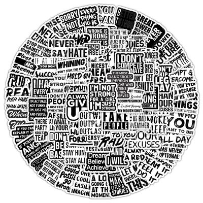 100PCS Black Inspirational Text Stickers for Water Bottle Phone Cases Scrapbook Laptops Guitars Refrigerator Luggage Computer Skateboard,Cool Motivational Waterproof Decals for Students Kids Teens