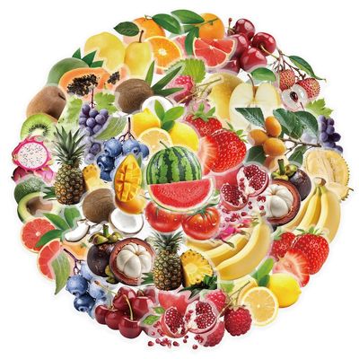 50PCS Fruits Transparent Stickers for Water Bottles Phone Skateboard Laptop Computer Notebook Helmet Scrapbook Refrigerator Luggage Cup,Cute Fruit Waterproof Decals for Teens Adults Girls