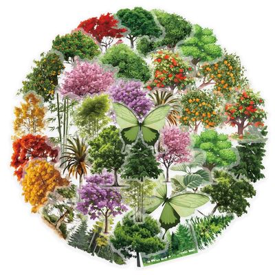 Greenery Plant Stickers 50PCS for Teens Kids Adults,Cartoon Transparent Green Plants Waterproof Sticker Decoration Laptop Scrapbook Water Bottle Notebook Phone Car Refrigerator Journal Skateboard