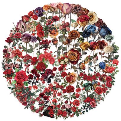 100PCS Natural Rose Flower Transparent Stickers for Teenagers Girls Adults Gifts,Vintage Dried Floral Waterproof Decals for Scrapbook Laptop Journal Notebook Phone Cases Water Bottle Crafts Guitar