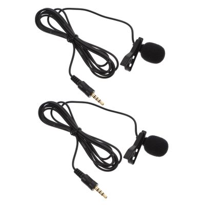 BESPORTBLE 2Pcs Clip-On Mini Microphone Black Lavalier Mic for Smartphone and Laptop Noise-Cancelling Hand Free Microphone for Live Streaming and Recording