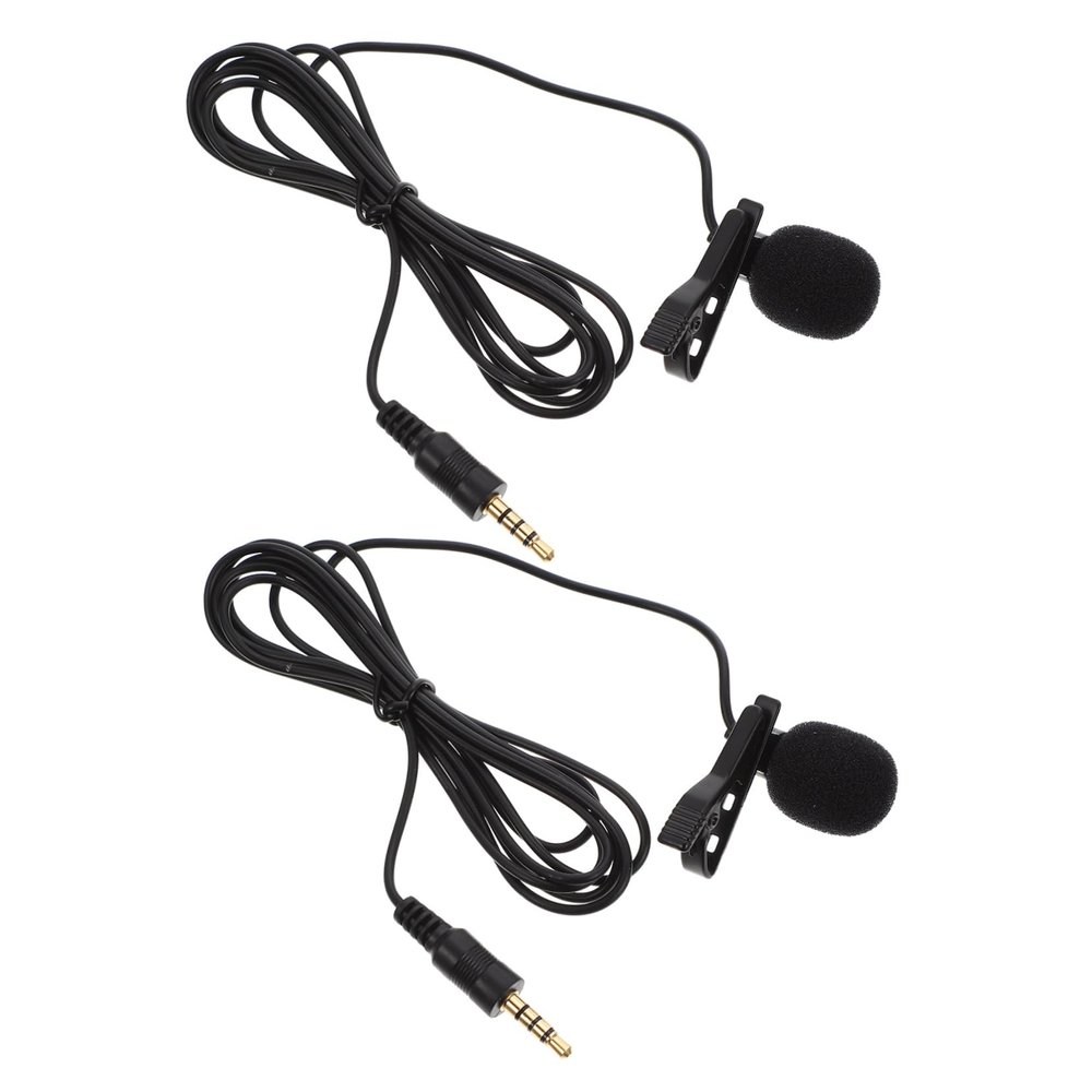 BESPORTBLE 2Pcs Clip-On Mini Microphone Black Lavalier Mic for Smartphone and Laptop Noise-Cancelling Hand Free Microphone for Live Streaming and Recording