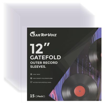 Gatefold Outer Vinyl Sleeves, 12 Inch LP Record Sleeves for 3 Mil Thick Clear Plastic Foldable Album Cover Protector, 15pcs
