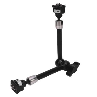 11 Inch Articulating Magic Arm, Camera Mount with 1/4 Screw and Locating Pins, Supports Horizontal 180 Adjustment and 360 Rotation, Magic Arm Clamp Mount for Camera