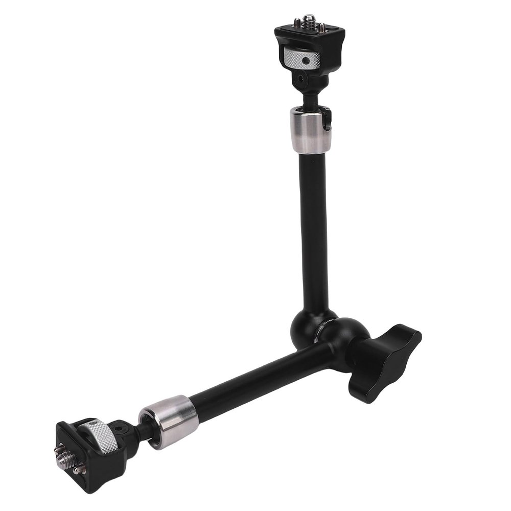 11 Inch Articulating Magic Arm, Camera Mount with 1/4 Screw and Locating Pins, Supports Horizontal 180 Adjustment and 360 Rotation, Magic Arm Clamp Mount for Camera