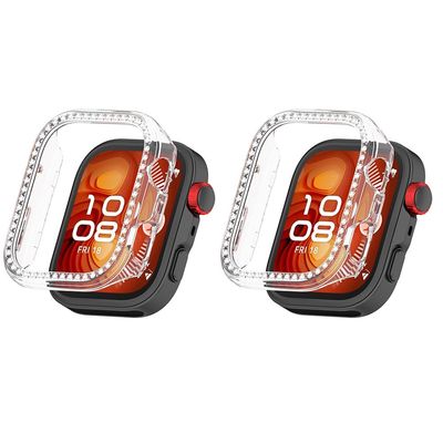 2 Pack Bling Cases for Huawei Watch Fit 4 Cover Hard PC Crystal Diamonds Rhinestone Protective Bumper Shell Smartwatch, without Screen Protector (Clear/Clear)