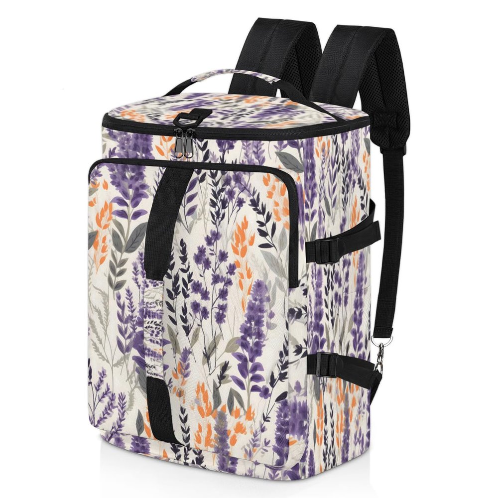 Adornori Lavender Flowers Travel Backpack Carry On Flight Approved for Men Women, Lightweight Large Luggage Weekender Casual Daypack Backpacks for Traveling Airplane